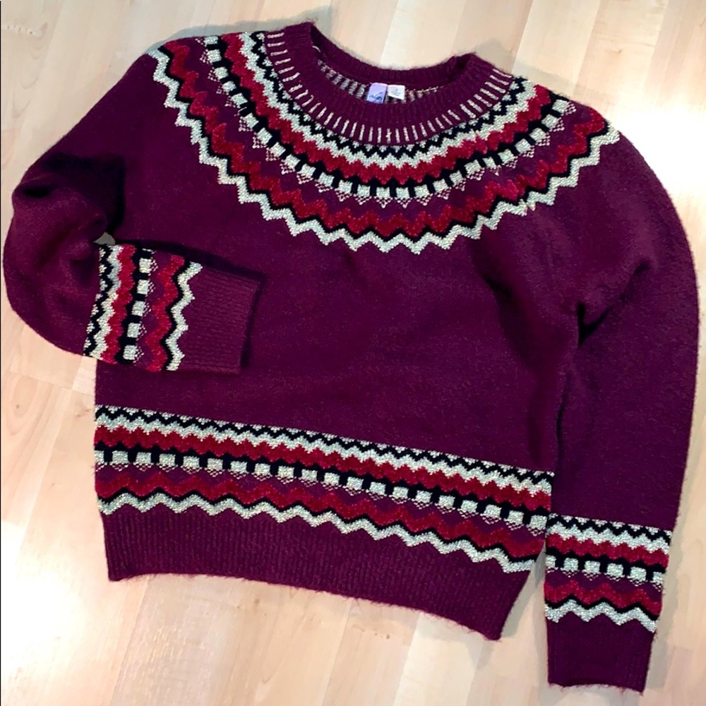 ALYA FAIR ISLE metallic accent soft sweater
